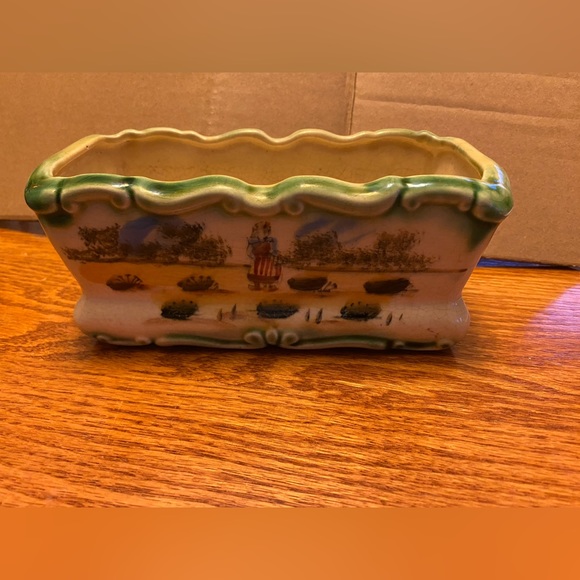 Vintage Shafford Hand Decorated Crackle Ceramic Planter Japan - Picture 5 of 6